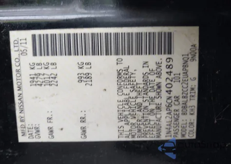 2012 Nissan Altima 2.5 S from USA, damaged, VIN 1N4AL2AP6CN402489